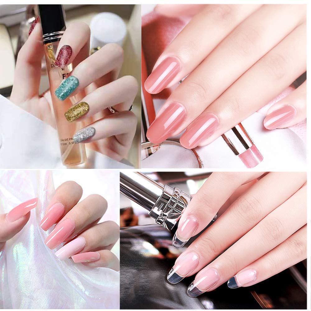 Gel Nail Polish Kit for Women with 6 Colors Extension Poly Nail Gel set, 48W UV Lamp, 12pcs nail polish set with Base Coat and Top coat,Professional Manicure Tool for Home DIY Salon