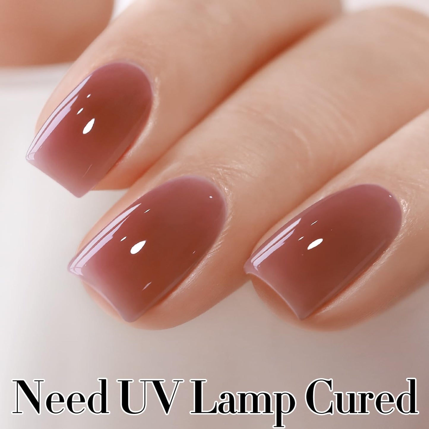 Double Rhythm 0.50 OZ Translucent Gel Polish Same Color Same Bottle Sheer Pastel Neutral Natural Milky 15 ML Jelly UV Nail Art DIY at Home (Red Brown-A1510)