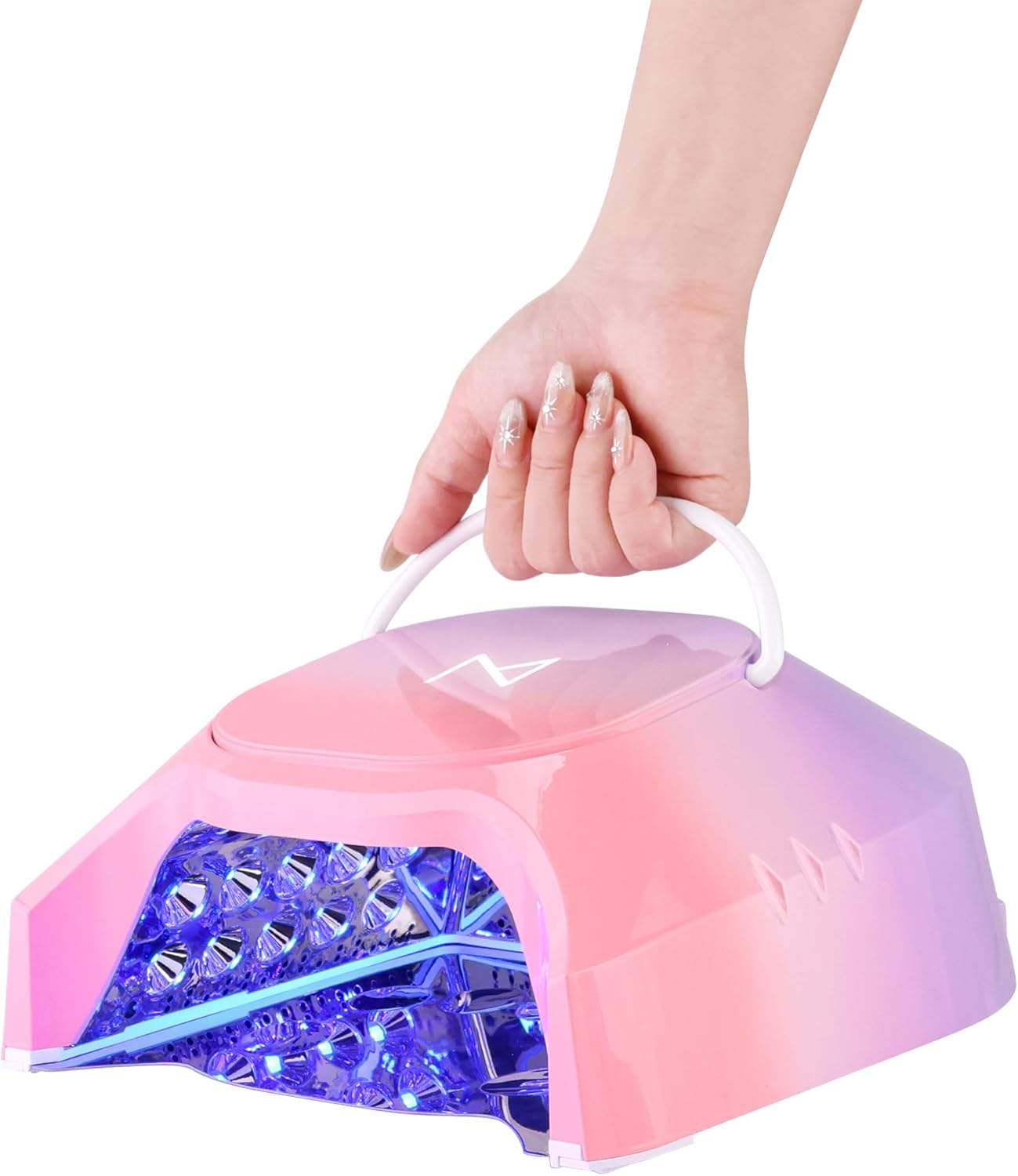 M - GlowPro Professional Hybrid 86W Wireless Rechargeable UV LED Nail Curing Lamp Cordless Nail Dryer for Gel Nails, Manicure, Pedicure (Ombre Purple)