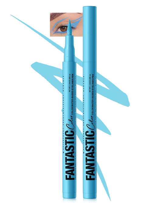 Bright Blue Matte Liquid Eyeliner Pencil, Colorful High Pigmented Waterline Eye liner Waterproof Pen, Colored Smudgeproof Long Lasting Eyeliner Pen Christmas Party Festival Makeup Gift for Women-02