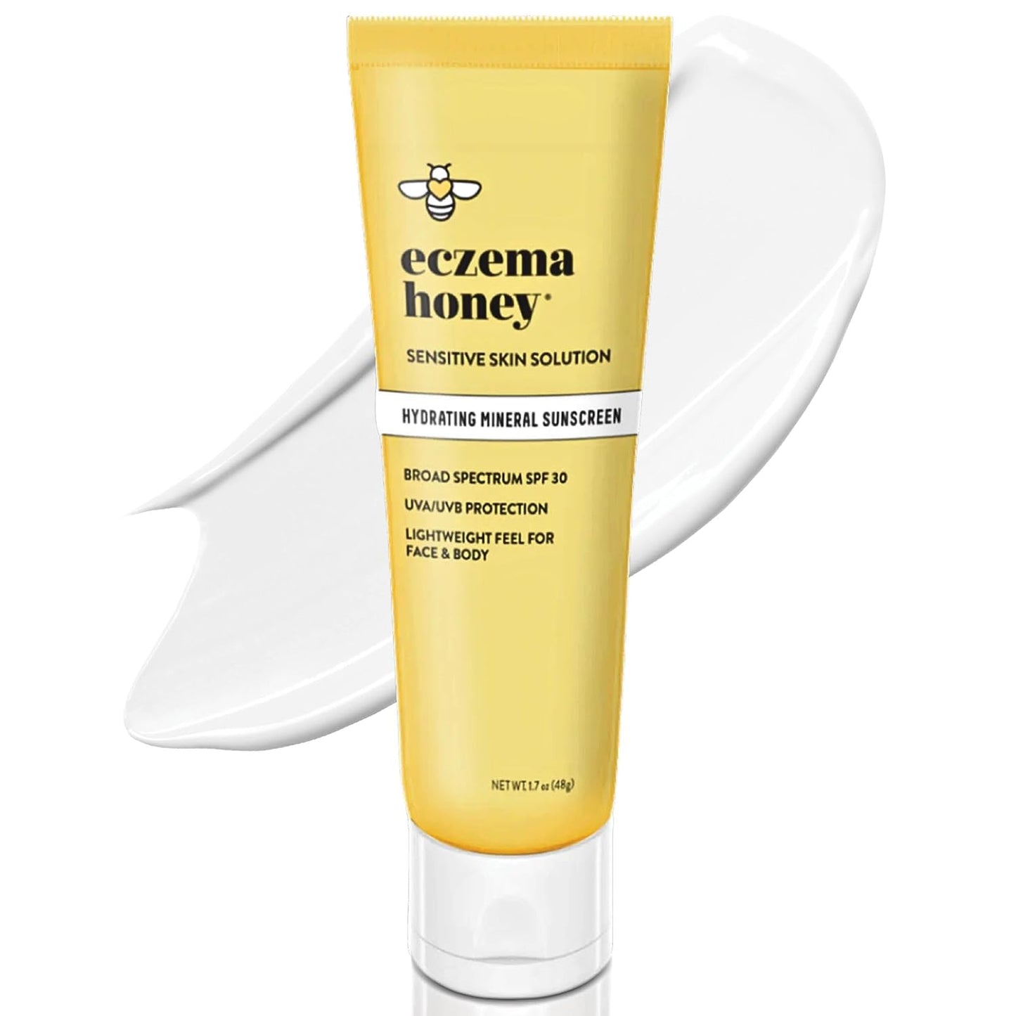 Eczema Honey Hydrating Mineral Sunscreen - Lightweight SPF 30 Sun Cream - Body & Face Sunscreen for All Ages (1.7 Oz)