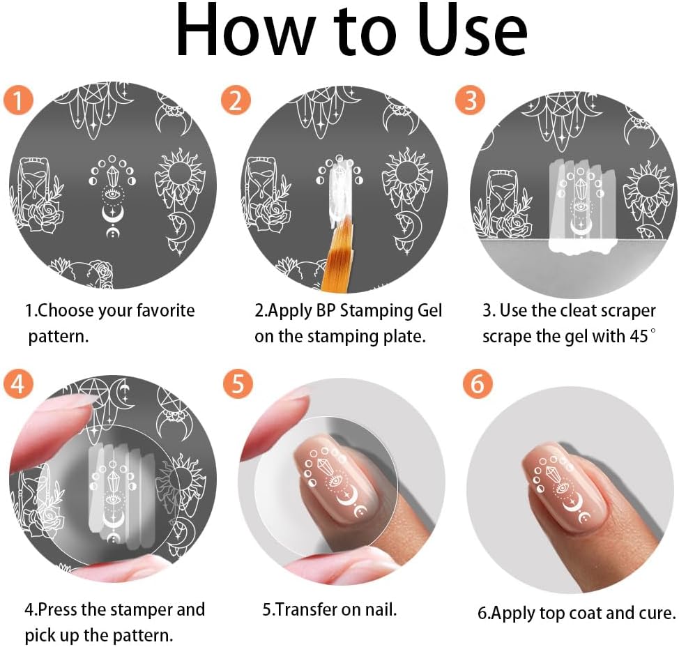 PH PandaHall 3pcs Moon Sun Nail Art Stamping Plate Nail Stamper Dreamcatcher Nail Stamping Plate Nail Stencils Print Nail Stencils Stainless Steel Nail Image Plates for Nail Art Design Manicure Salon