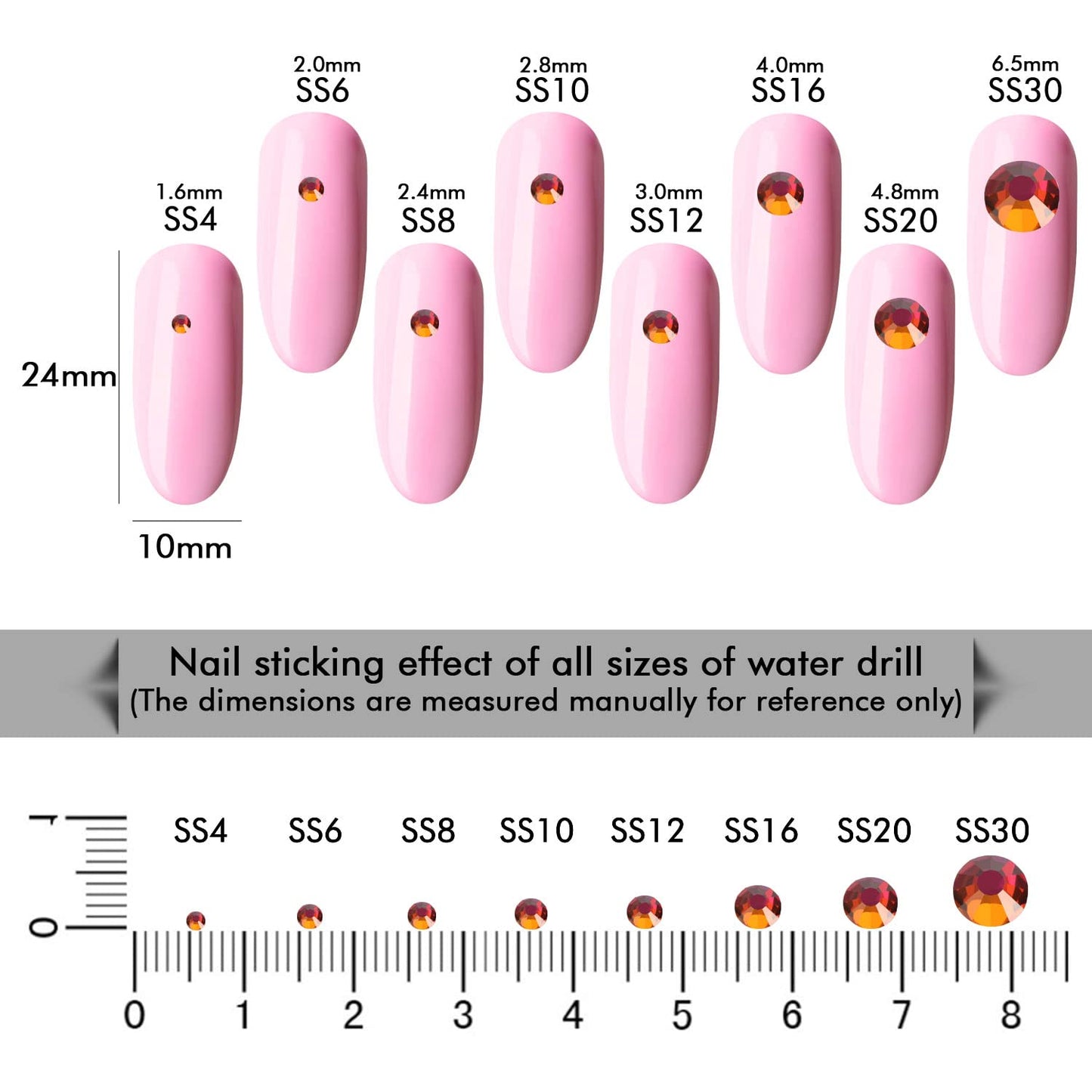 1440Pcs Dawn Light Crystal Rhinestones,Glass Flatback Rhinestones Gemstones Small for Nail Face Makeup Art Crafts Clothes Decoration -(SS8,2.4mm,Dawn Light)