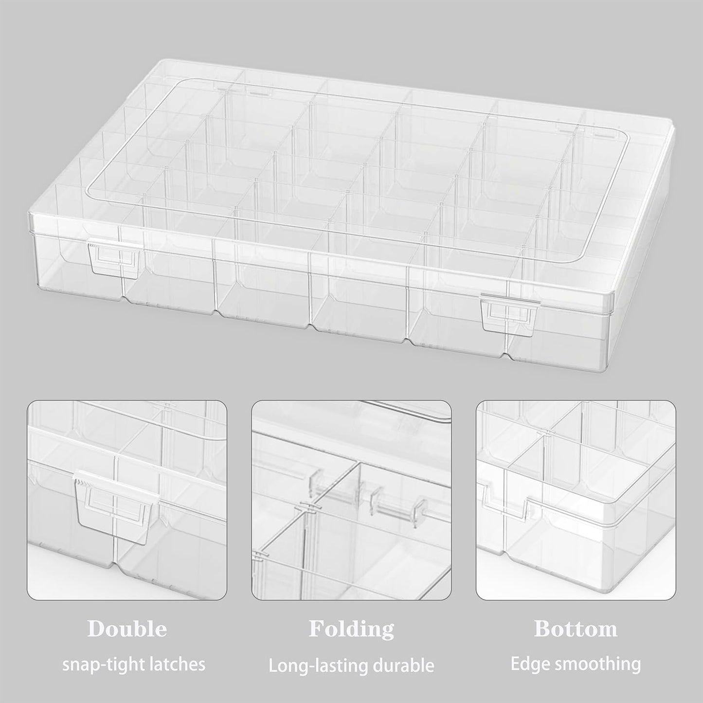 1 Pack Plastic Organizer Container Box, 36 Grids Clear Plastic Parts Organizer Box, for Beads, Art DIY, Crafts, Jewelry, Fishing Tackle with Label Stickers