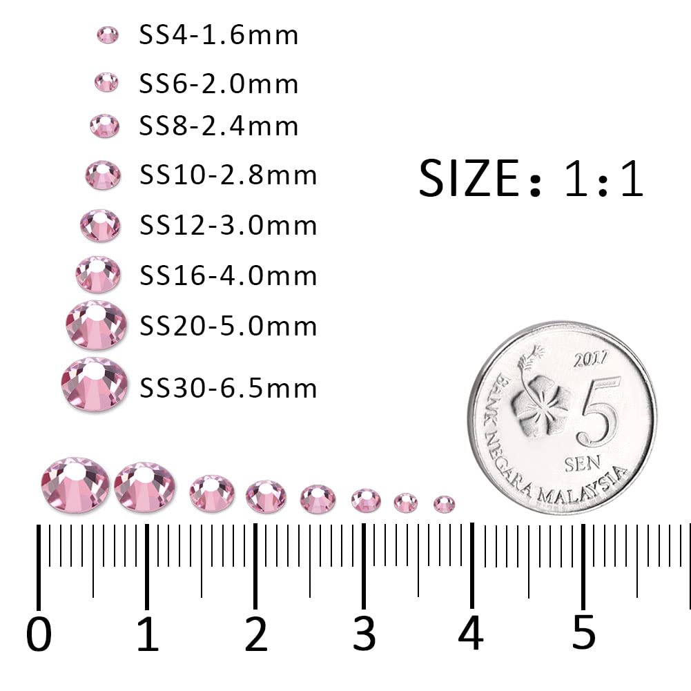 1440Pcs Light Pink Crystal Rhinestones,Glass Flatback Rhinestones Gemstones Mini for Nail Face Makeup Art Crafts Clothes Decoration -(SS8,2.4mm,Light Pink)