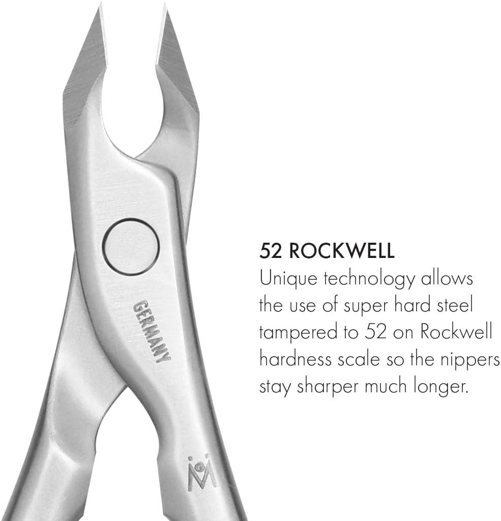 GERMANIKURE Tapered Professional Cuticle Trimmer - 1/2 Half Jaw Nipper - Ethically Made in Germany - FINOX Stainless Steel Sharp Cuticle Remover in Leather Case – Manicure Tool, r155, 5mm