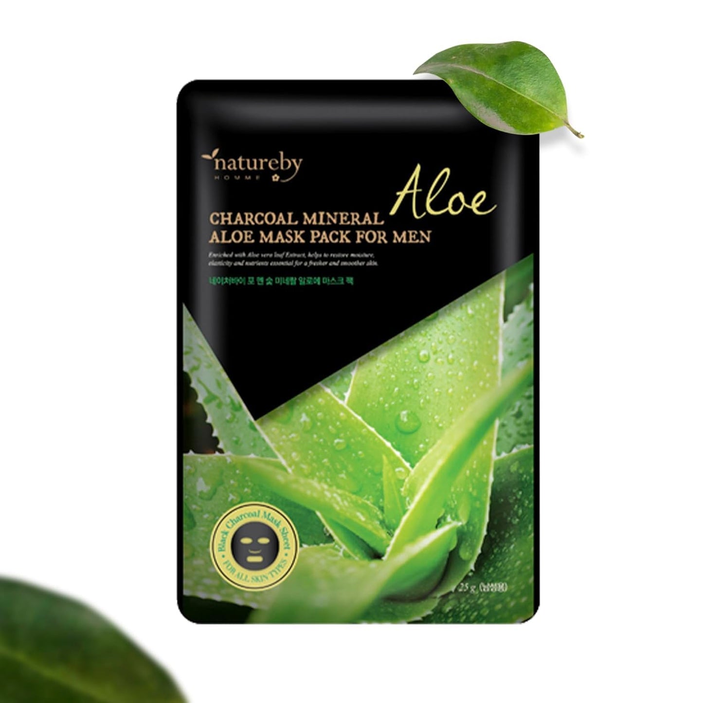 Charcoal Mineral Mask Pack for Men, Korean Skincare Face Wrinkle Treatmen Mask Sheets, Men's Skin Care Sets, Travel Essentials & Gift Sets for Men (Aloe Soothing, Pack of 10pcs)