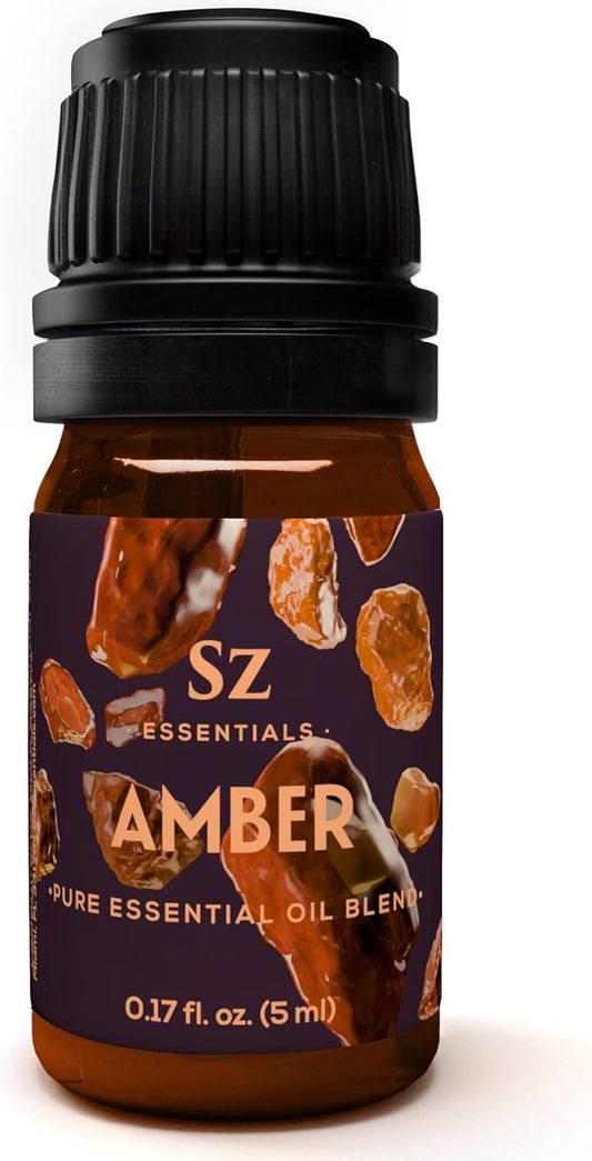 Amber 100% Pure, Essential Undiluted Oil - Extracted from Amber Resin - Rich & Floral Scent, with Smoky Overtones - Therapeutic Grade & Vegan - 0.17oz (5ml)