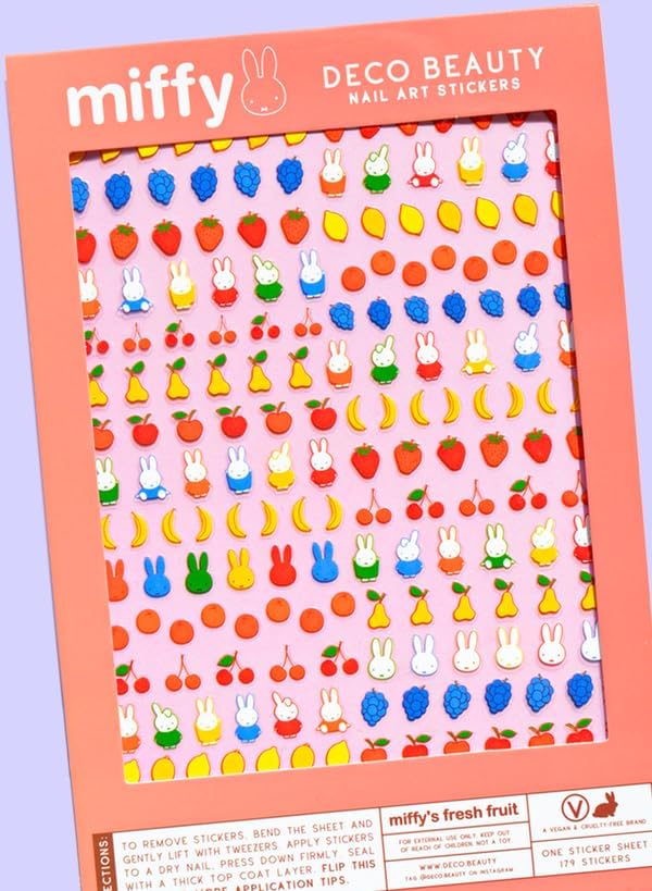 Miffy's Fresh Fruit Nail Stickers - Lightweight & Easy-to-Apply Nail Art with Trendy Designs - Durable & Long-Lasting Nail Stickers for Women, Ideal for DIY Manicures & Salon-Quality Nails