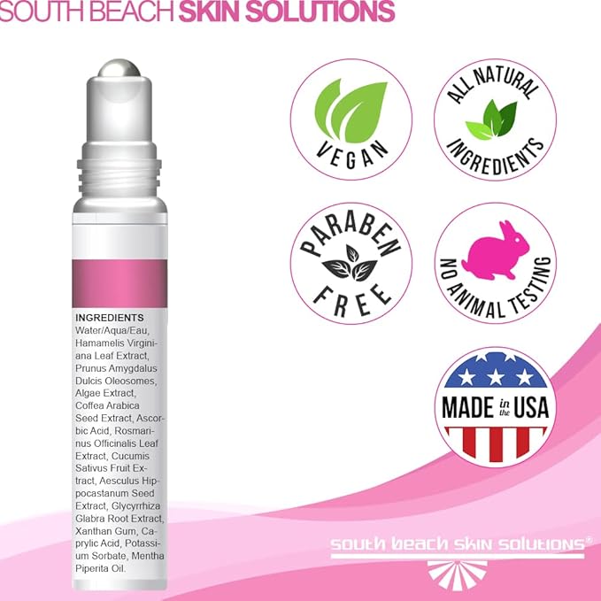 South Beach Dark Under Eye Corrector - Natural Salon Strength Anti Aging Under Eye Cream Treatment - Perfect for Tired Looking Dark Circles, Puffiness, Dark Bags, Dryness - Safe, No Harmful Chemicals