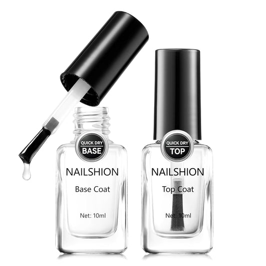 Base Coat and Top Coat, Clear Regular Nail Polish, Rich in VE Calcium Quick Air Dry Nail Strengthening Non Gel, 2Pcs Vegan Base Chip Resistant High Shine Long-lasting Nail Art Gift Set