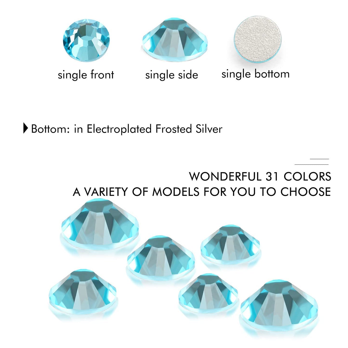 3000Pcs Aquamarine Crystal Rhinestones,Glass Flatback Rhinestones Mini Gemstones for Nail Face Makeup Art Crafts Clothes Decoration -(SS10,2.8mm,Aquamarine)