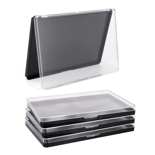 Magnetic Makeup Palette with Clear Top, 3Pack Empty Eyeshadow Pan Dispensing Storage Box with 60Pcs Adhesive Metal Stickers for DIY Cosmetics Lipstick Blush Powder-7.87”X5.51”Palette