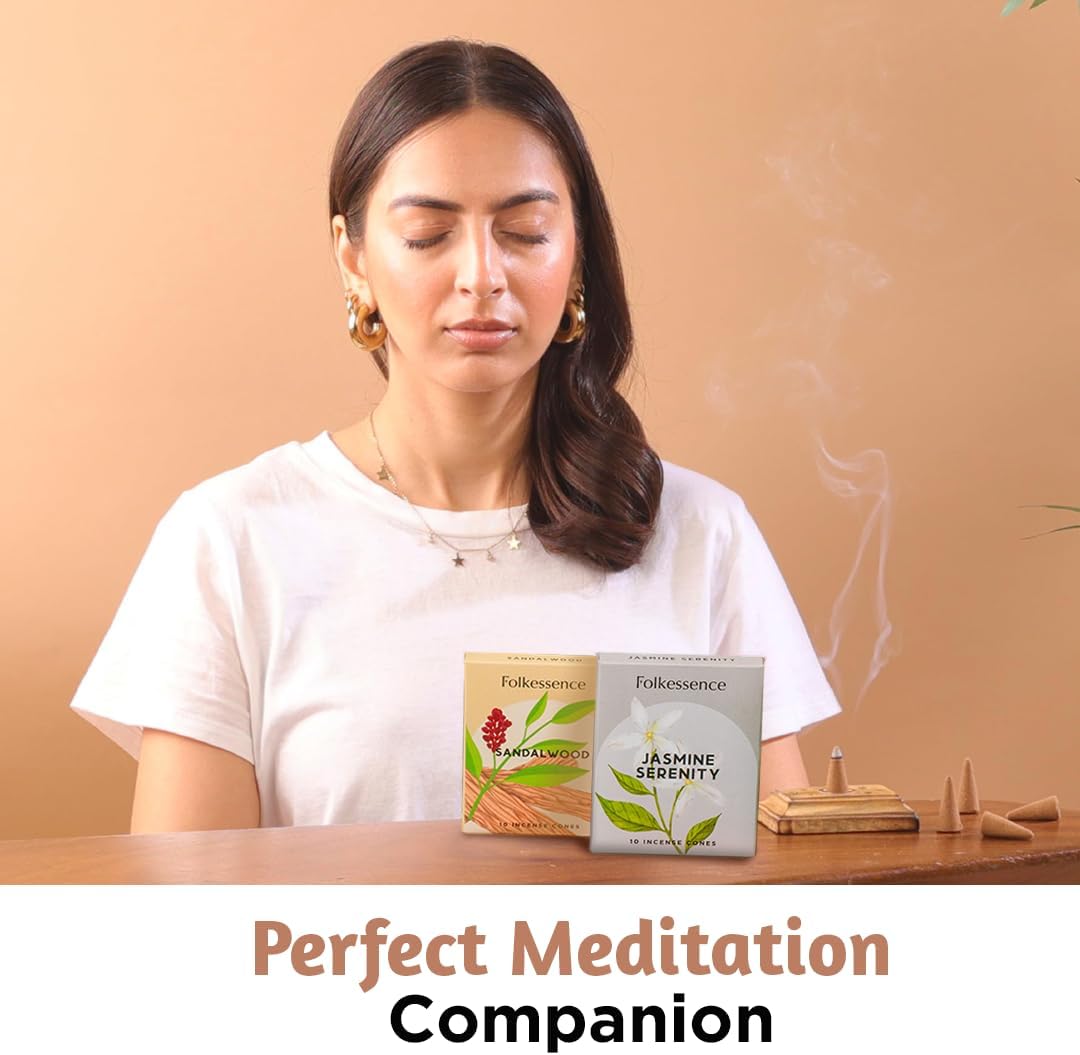 Folkulture Incense Cones Scented | Set of 6 (60 Cones) Pack for Relaxation | Rose, Chamomile, Jasmine, Lavender, Sandalwood Inscents for Gifts for Her | Incense Cone Variety Pack