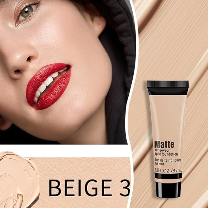 1 Pack Liquid Foundation Cream for Face Makeup,Durable Full Coverage Matte Concealer Make Up,Oil Control & Waterproof Base Primer -1 Fl.Oz (BEIGE 7#)