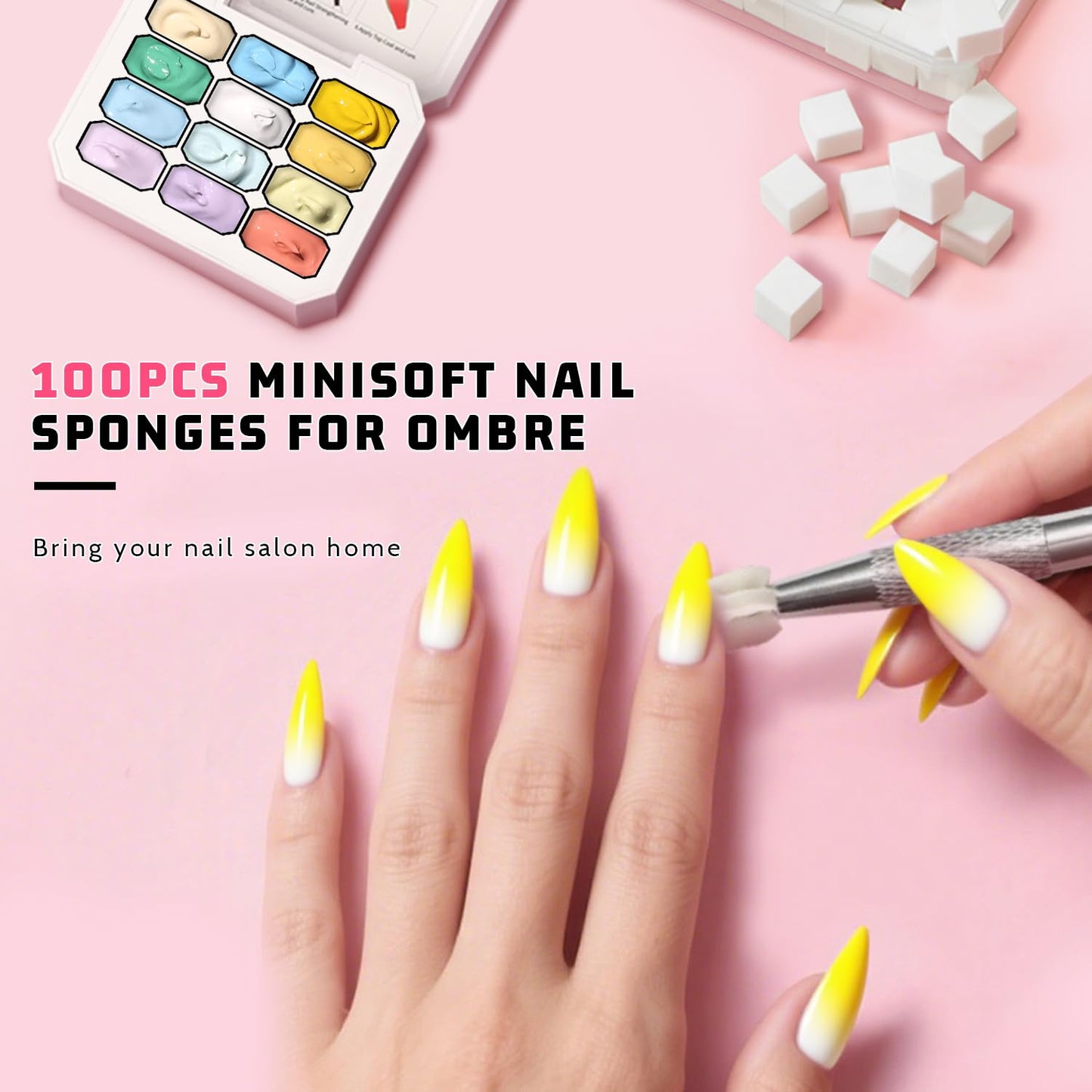 Sponge Pat Paint Nail Gel, Ombre Nails Gradient Gel Nail Blush Blooming Aura Nails Drawing Stripper Floral Painting DIY Nail Art, No Wipe, UV/LED Curing (12 Colors H)