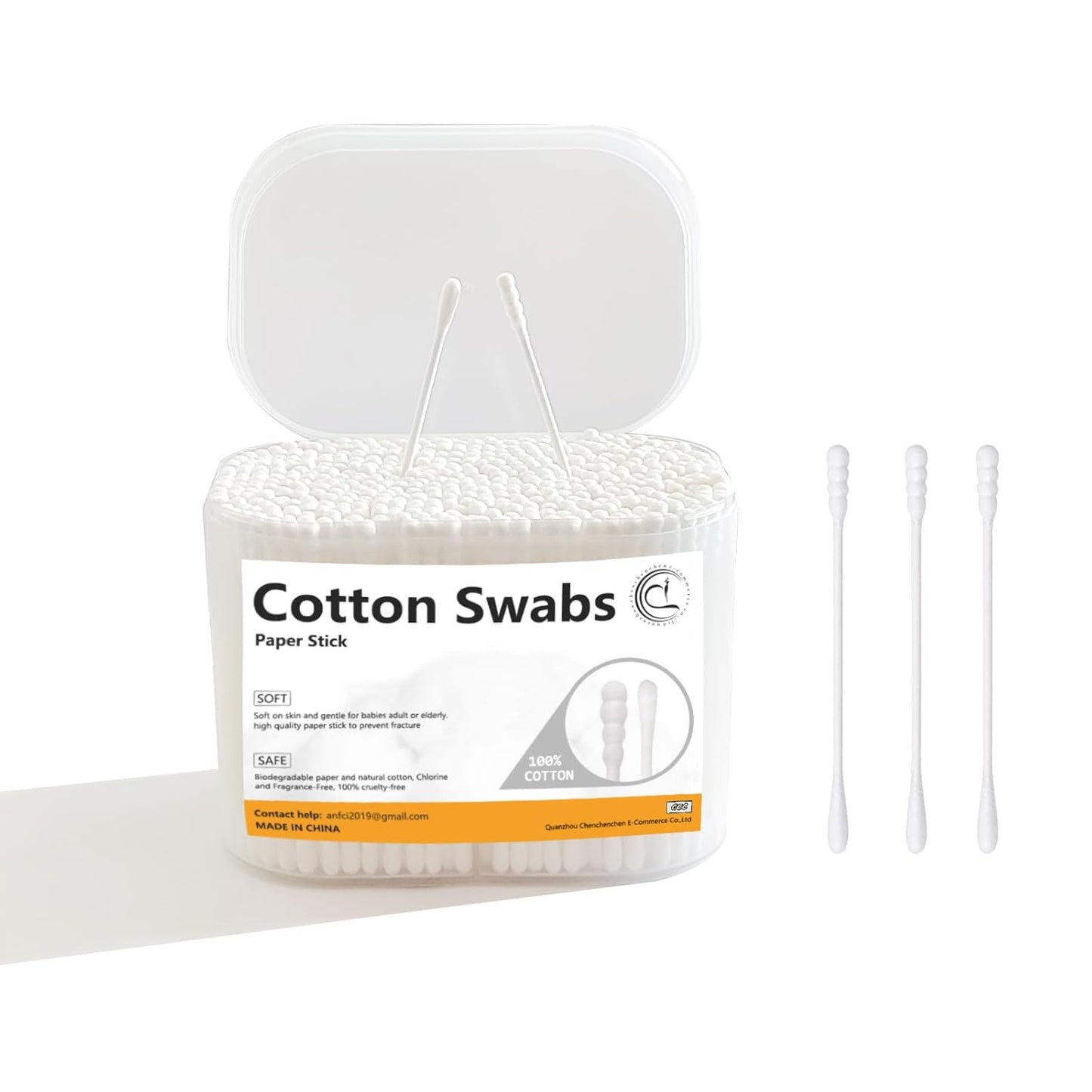 1000 Count Mini Cotton Swabs, Spiral/Round Cotton Swab with Paper Stick for Personal Care and Cleaning