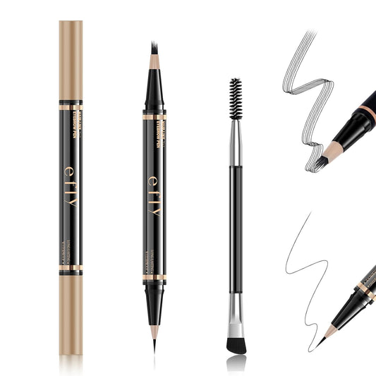 Eyebrow Pencils for Women, Microblading Eyebrow Pen Magical 2-in-1 Dual-Ended Brow Pen with 3D & Precise Brush-Tip Create Natural Hair-Like Brows, Last All-Day(Black)