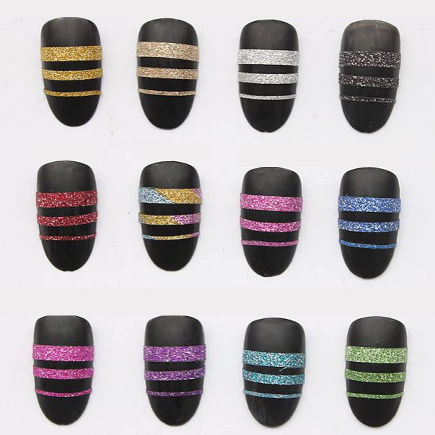 Nail Art Striping Tape Lines Kit 36 pcs 1mm 2mm 3mm Nail Tape Strips for Design DIY Silver Nails Striping Tape (White)