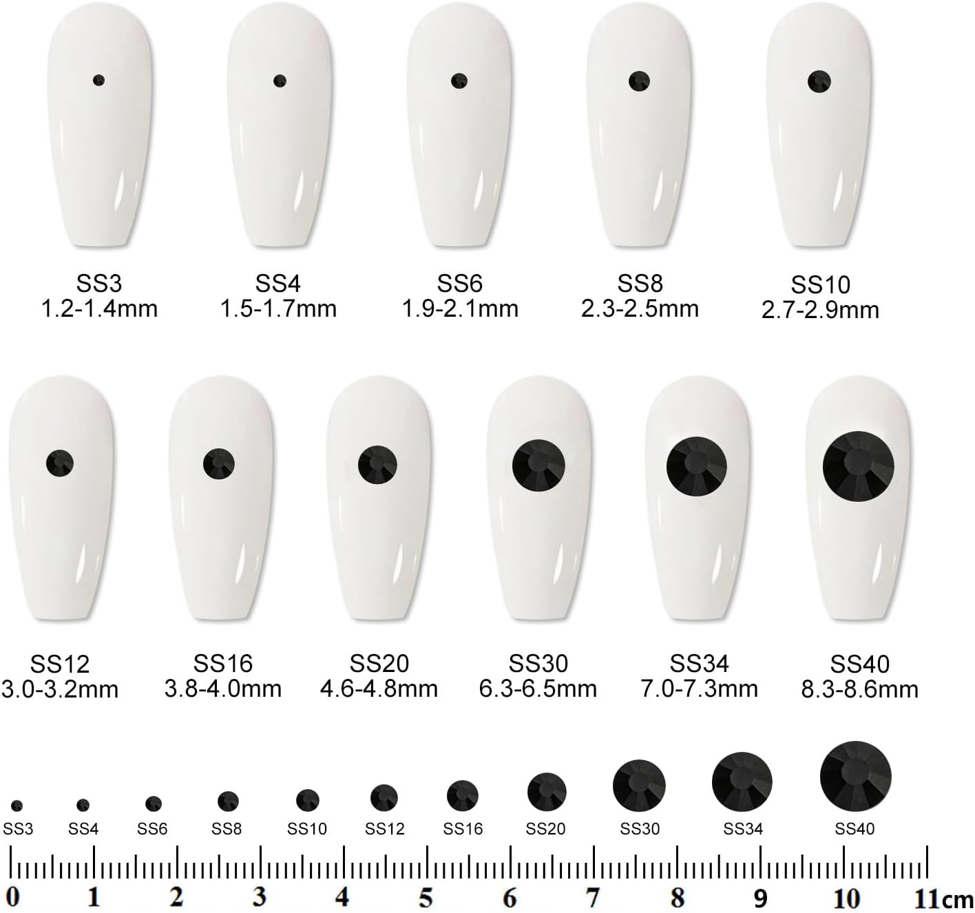 5000PCS SS6 Flatback Rhinestones | 12-Facet Diamond-Cut Glass Gems for Nail Art, Clothing, DIY Crafts |Glue-On Decoration Stones with Silver Backing(Jet Black)