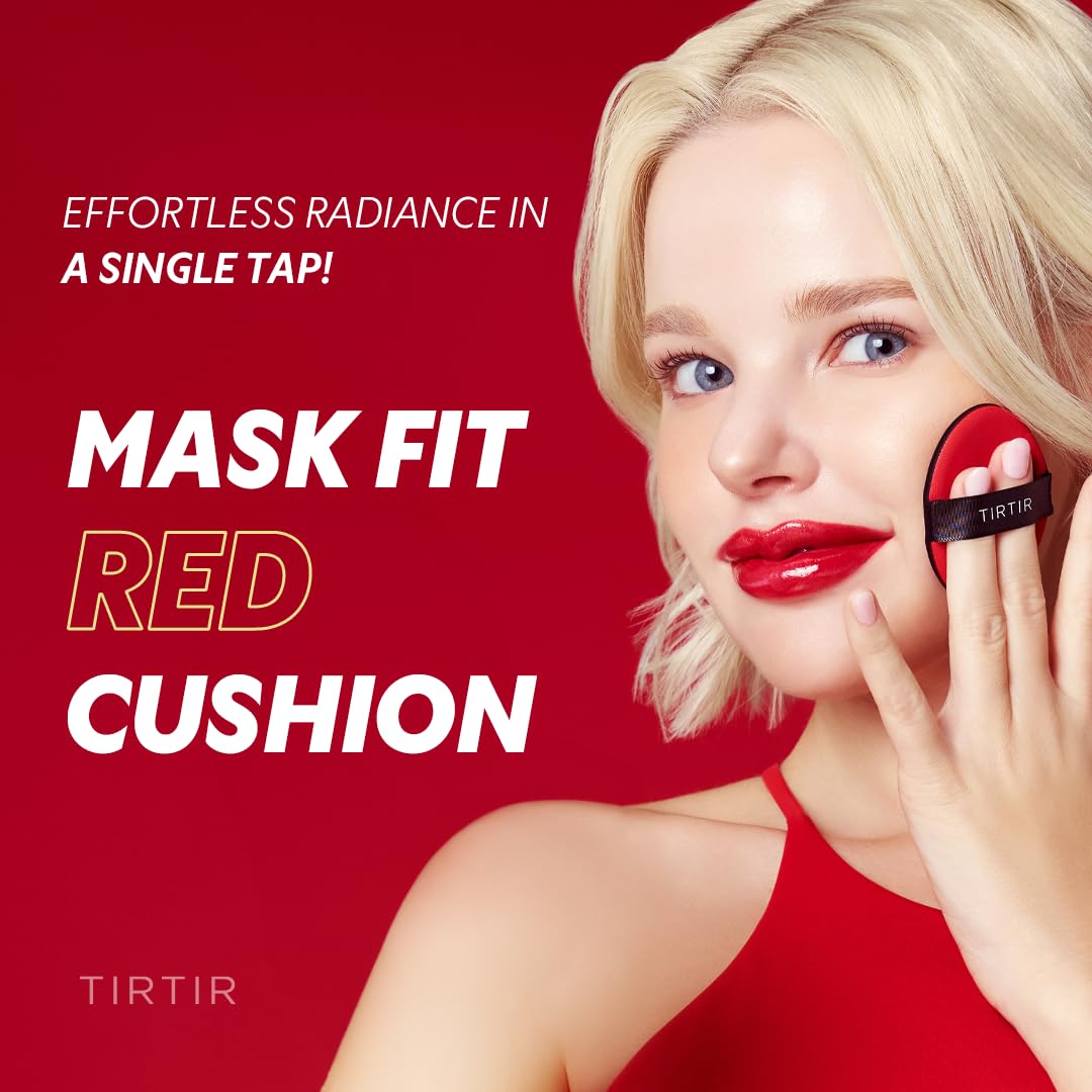 [*Mini Size*] TIRTIR Mask Fit Red Cushion Foundation | Full coverage, Weightless, Skin fit, Satin Glow Finish, Korean Makeup BB Foundation, beauty, Tattoo cover up, Buildable (#35N Walnut, 0.15 Fl Oz)