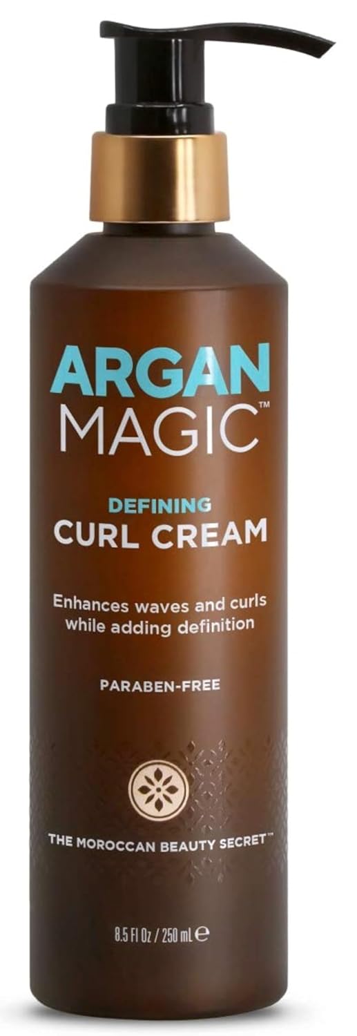 ARGAN MAGIC Defining Curl Cream - Enhances Waves and Curls While Adding Definition | Conditions, Detangles, and Reduces Frizz | Paraben Free (8.5 Ounce / 250 Milliliter)