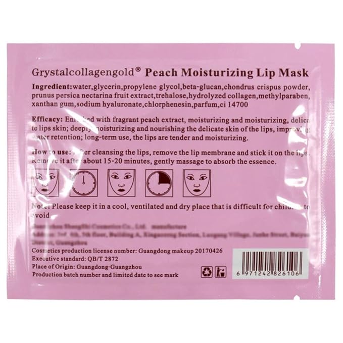 Adofect 30 Pieces Peach Moisturizing Collagen Lip Masks Crystal Lip Care Gel Pads Patches, Mouth & Lips Age Defying Masques - Great for Anti-Chapped, Anti-Wrinkle, Plump Your Lips, Rose Red