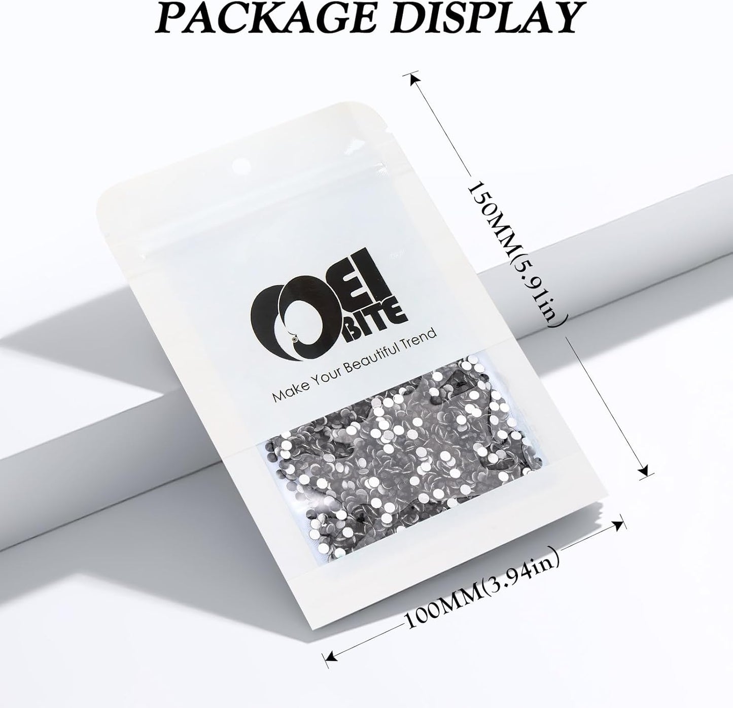 Black Flatback Rhinestones, Glass Rhinestones for Nail Art and Craft, Glue Fix, Loose Crystal Gemstones(Black, SS8, 2880pcs, 2.3-2.5mm)