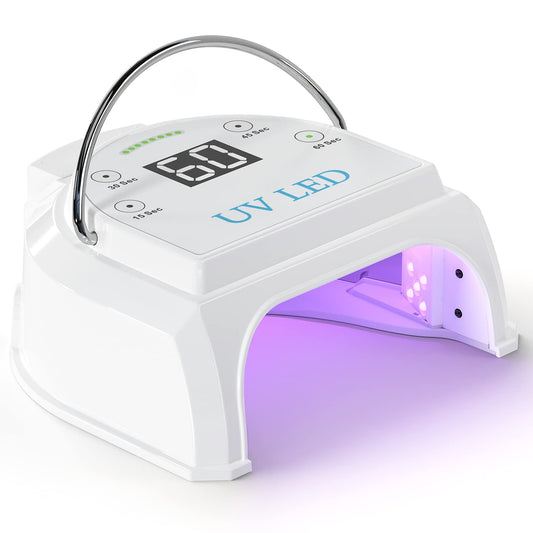 80W Professional Cordless UV LED Nail Lamp, UV Lights for Nails with 45 Beads and Rechargeable Battery, Portable LED Gel Nail Curing Dryer, Nail Polish Machine for Salon or Home, White