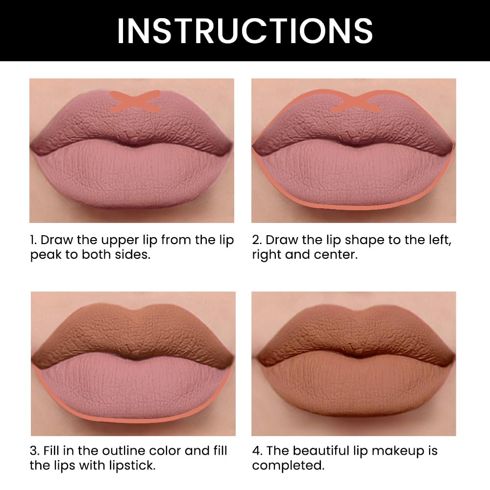 Kaely 2-in-1 Light Nude Brown Matte Lip Liner & Lipstick Combo Set Kit for Women, Magic Neutral Lipstick 24 Hours Original Lips Liner Pencil Stain Gloss Makeup Long Lasting Waterproof 37