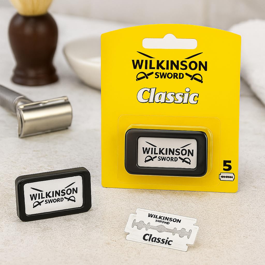 100 Wilkinson Sword Classic Double Edge Safety Razor Blades | German Made Stainless Steel Blades for Smooth, Close Shave | Fits All Double Edge Razors | 20 X 5