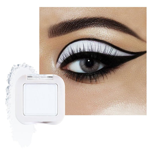 Buildable Matte Eyeshadow Makeup Palette Single - White Shades | Creamy Pressed Powder for Easy Blending | Mini Travel Palette for Women | Everyday Natural Eye Makeup