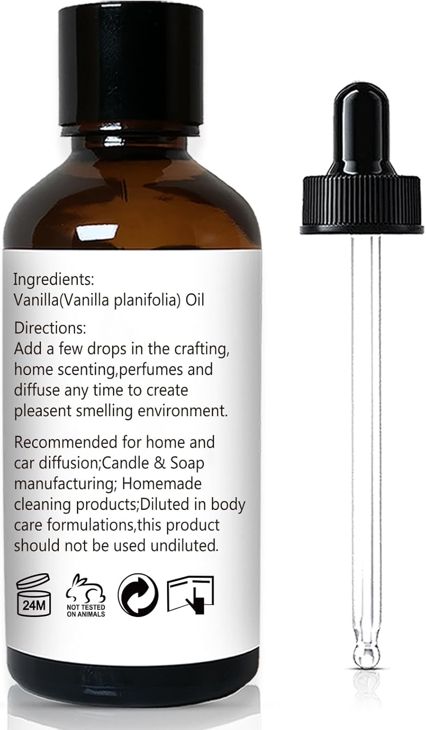 Vanilla Essential Oil – 1 Oz Vanilla Oil for Skin & Diffuser | Home Fragrance Oil for Body, Lotion, Candles, Soap, Dryer Balls, Slime & More