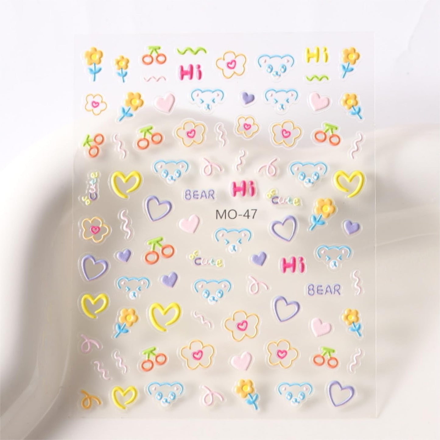 3 Sheets Valentine's Nail Stickers - 5D Embossed Heart Nail Decals for Valentine's Day - Cute Colorful Heart Design for Women & Girls