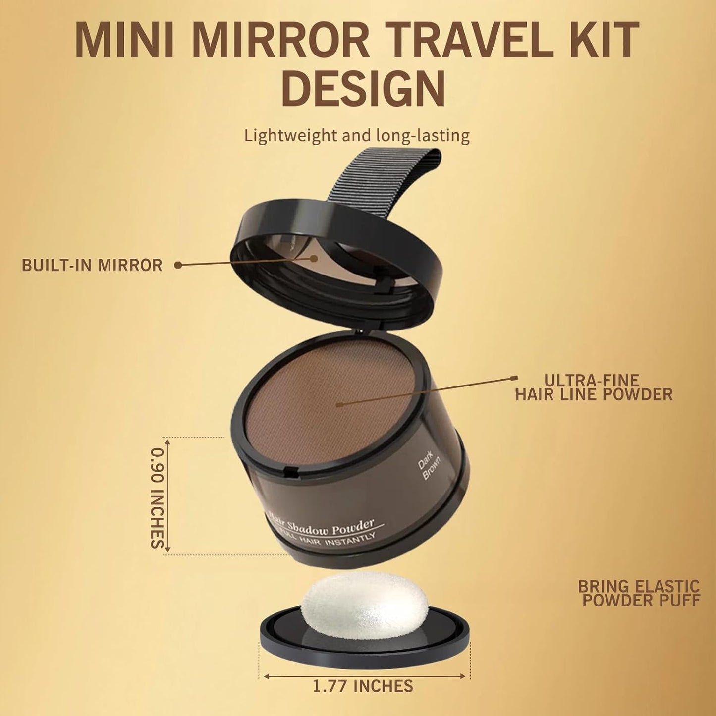 gowwim Hairline Powder(Dark Brown) Hair Root Dye, Instantly Hair Color Shadow Cover Gray Hair Root, Hair Touch-Up, Thin Hair Powder 4 g