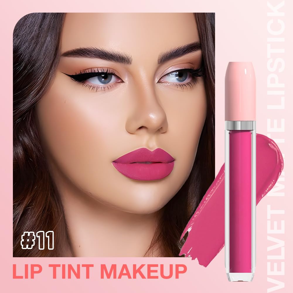 BINGBRUSH Super Matte Longwear No-Budge Stay On Smudge Proof Liquid Lipstick Long Lasting Makeup for Women,Highly Pigmented Color and Instant Shine, Cheeky