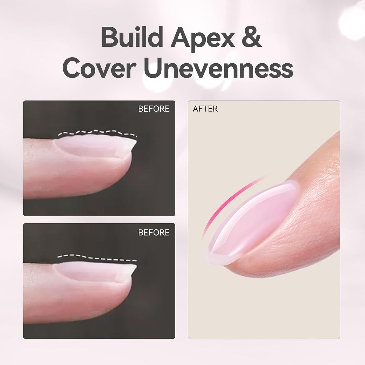 BORN PRETTY Builder Gel for Nails, 8-in-1 Milky Pink Clear Builder Nail Gel for Nail Apex and Gel Extension Strengthener, Nail GLue Gel Hard Gel Base Rhinestone Nail Glue Gel in a Bottle 15ml