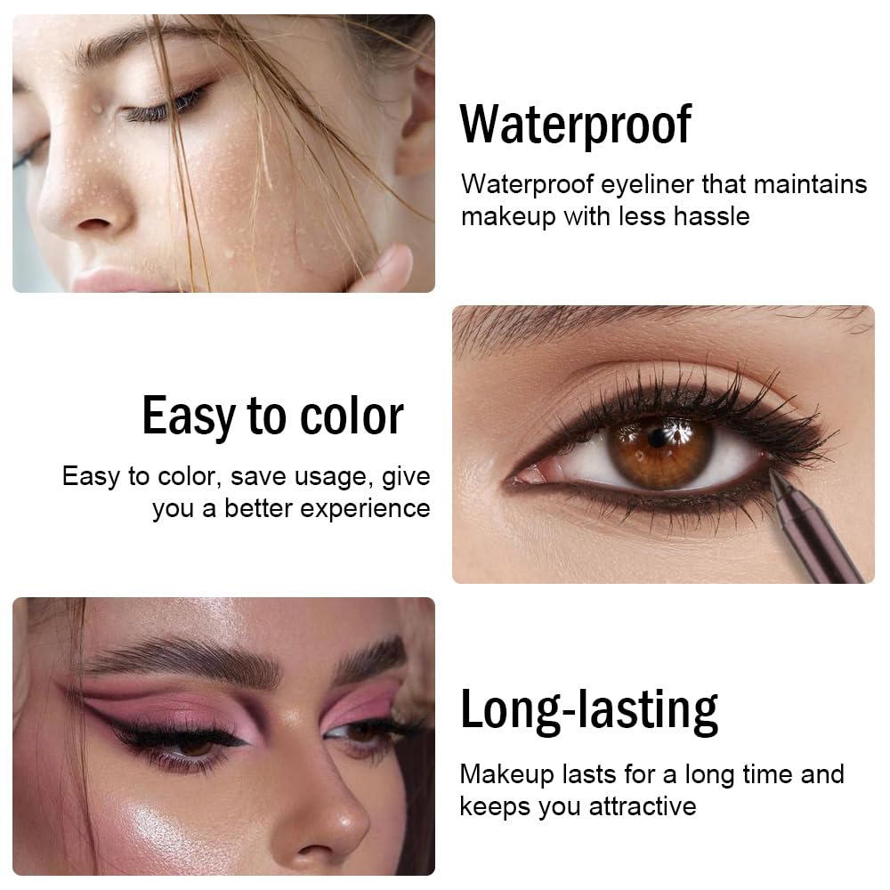 evpct Brown Eyeliner Pencils for Eyes, Dark Brown Colored Eye Liner Pencil Pen Makeup Waterproof Smudge Proof, Colored Gel Waterline Eyeliner Liquid, Face Eye Paint Stick Lipstick Halloween Makeup 02