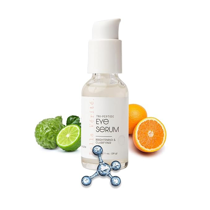 Bella Vérité. Vegan, Tri-Peptide Eye Serum for Mature Skin, Under Eyes to Smooth Fine Lines, Brighten Dark Circles and De-Puff Bags with Hyaluronic Acid, Bergamot, and Triple Peptides, 1 Fl Oz