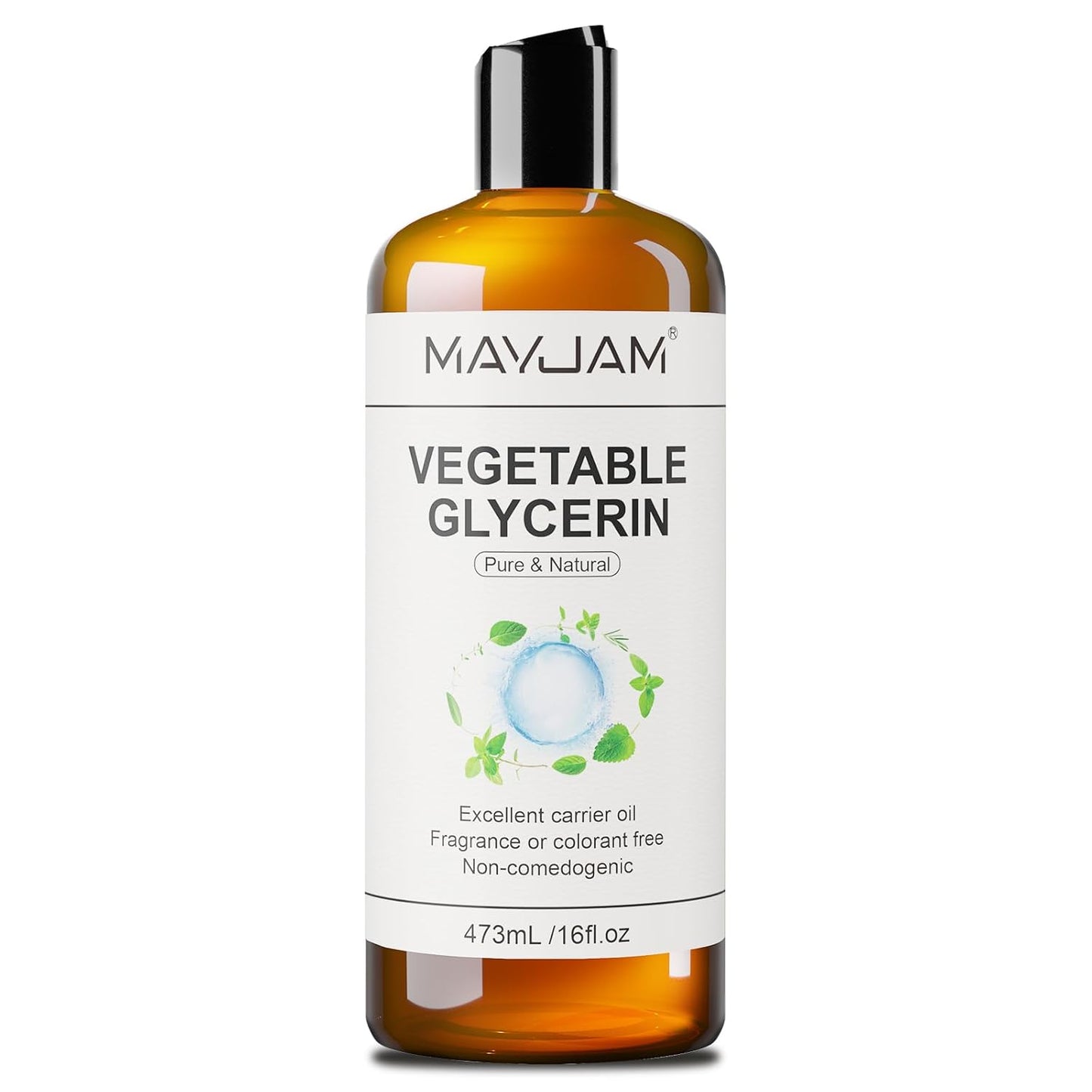 100% Natural & Pure Vegetable Glycerine, 16 fl. oz. Vegetable Glycerin Liquid Body Oil for Skin, Face, Hair Care, Massage Oil for Moisturizing and Hair Benefits, Carrier Oil for Essential Oils