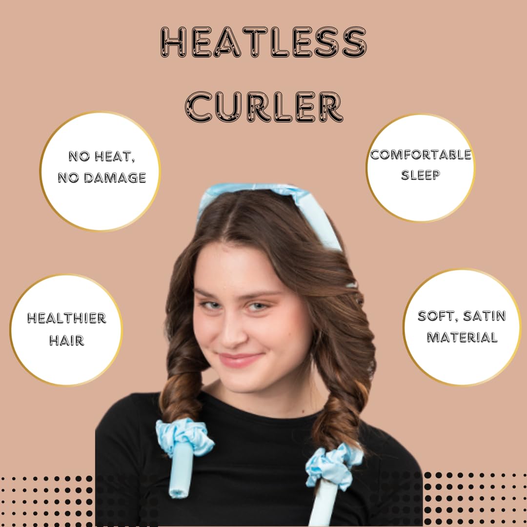 – 7-Piece Hair Styling Bundle, Heatless Hair Curler with Silk Scrunchies, Claw Clip and Hair Clips for DIY Overnight Curls, Comes with a Microfiber Scrunchie for Fast Hair Drying