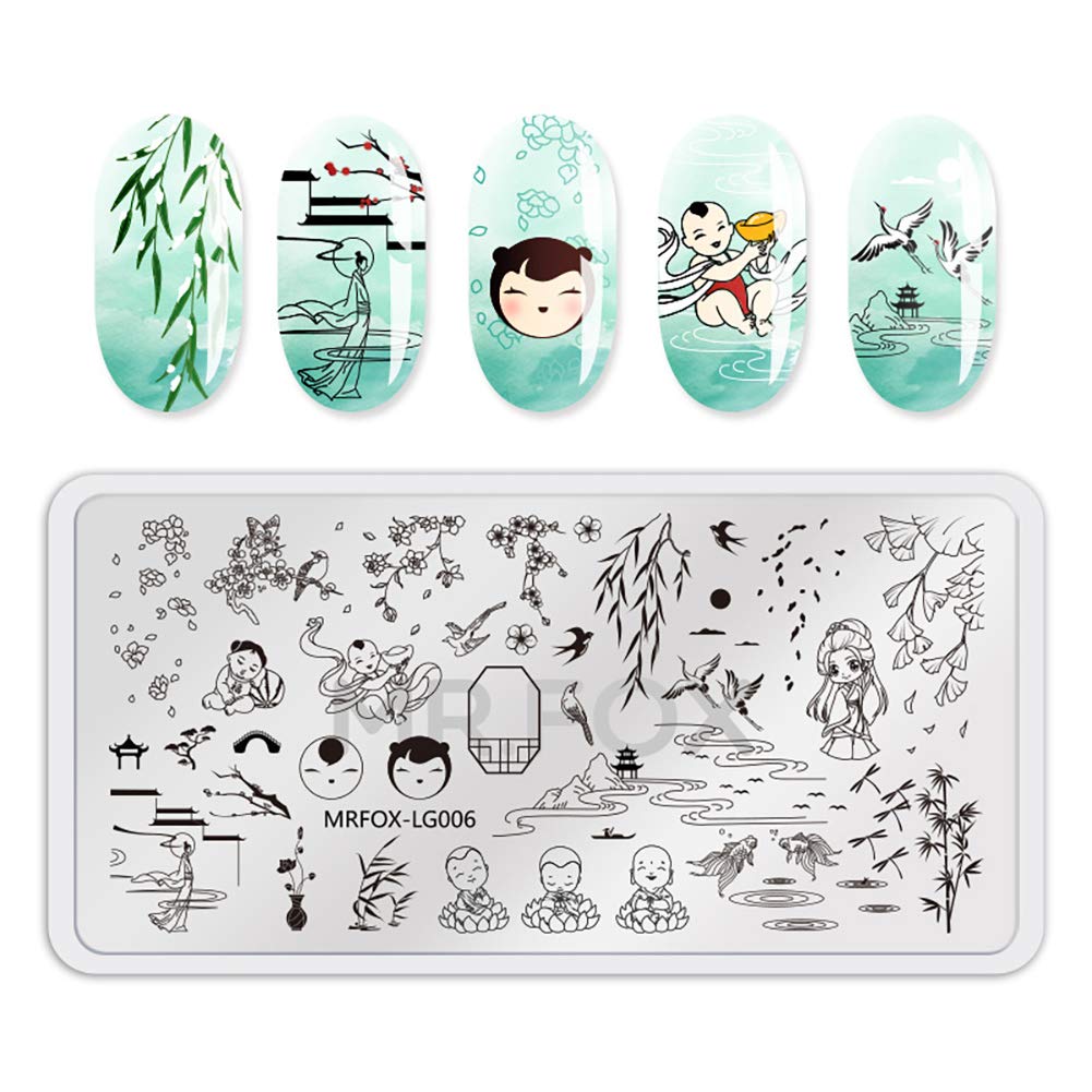 MR.FOX Nail Board Set - Chinese, Republic, Ancient Style Wedding Theme Pattern - Bubble Republic Style Art DIY Hot Stamping Template