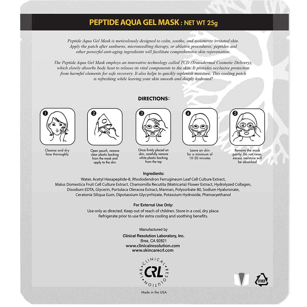 Clinical Resolution CRL Peptide Aqua Gel Mask 5 Pack, Instant Hydration, Soothing, Cooling, Healing, Post-Treatment, Post Microneedling, Reduce Redness and Stinging Feeling
