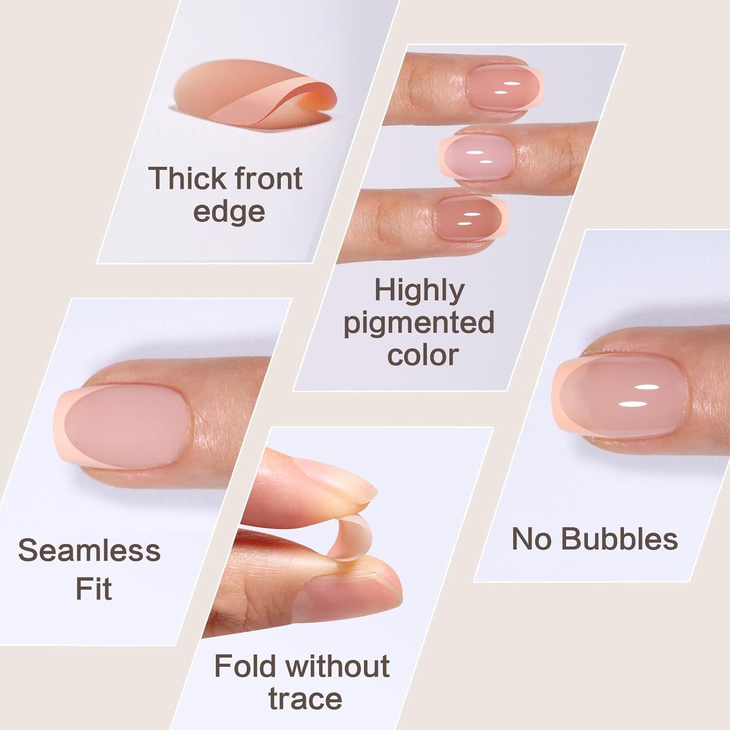 French Tip Press on Nails, 160PCS Gel Nail Tips with 5 Strips, 16 Sizes Pre-applied Primer Classic French Fake Nails, No Need to File, Short Almond Pink, DIY Nails Art Design Gifts for Women