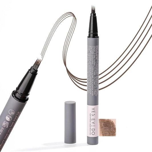 Black Brown Eyebrow Pencil with 4-Prong Micro-Fork Tip, Microblading Dark Brown Eyebrow Pen for Women, Create Natural, Defined Brows, 24H Long Wear YES.EYE DO (Shadow Granite-Black Brown)