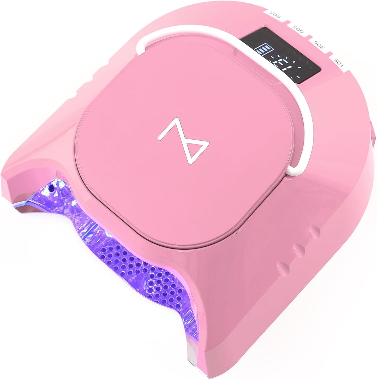 M - GlowPro Professional Hybrid 86W Wireless Rechargeable UV LED Nail Curing Lamp Cordless Nail Dryer for Gel Nails, Manicure, Pedicure (Pink)