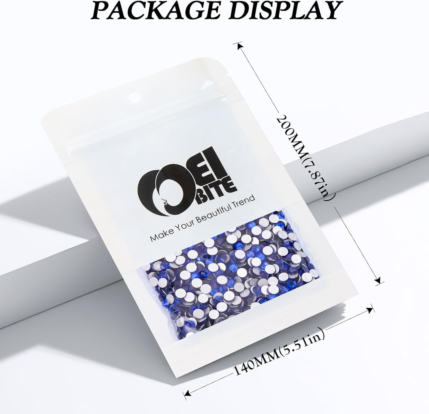 Sapphire Flatback Rhinestones, Glass Rhinestones for Nail Art and Craft, Glue Fix, Loose Crystal Gemstones(Blue, SS12, 2880pcs, 2.9-3.0mm)