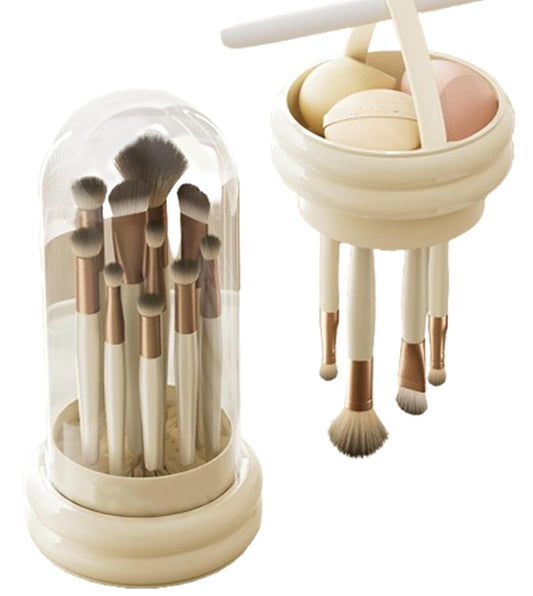 Makeup Brush Holder, 3 in 1 Silicone Makeup Brush Cleaner Mat white