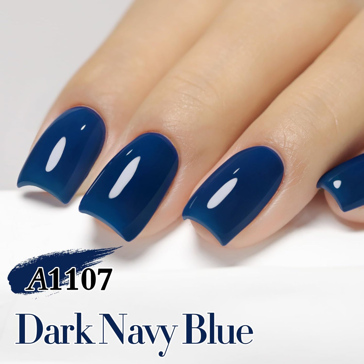 Double Rhythm 0.5Oz Navy Blue Gel Polish Sheer Neutral Natural Light Milky Same Color Same Bottle 15ML Jelly UV Nail Art DIY at Home (Navy Blue-A1107)