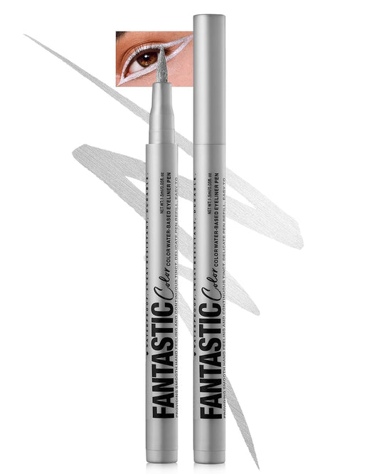 Silver Matte Liquid Eyeliner Pencil, Colorful High Pigmented Waterline Eye liner Waterproof Pen, Bright Colored Smudgeproof Long Lasting Eyeliner Pen Christmas Party Festival Makeup Gift for Women-11